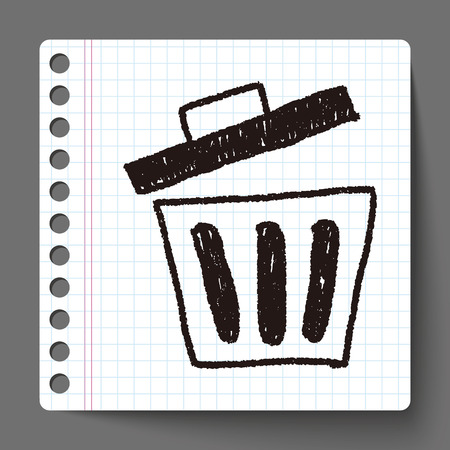 trash can doodle drawingのイラスト素材