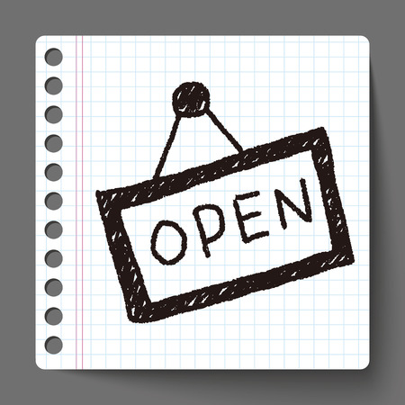 shop store sign doodle drawingのイラスト素材