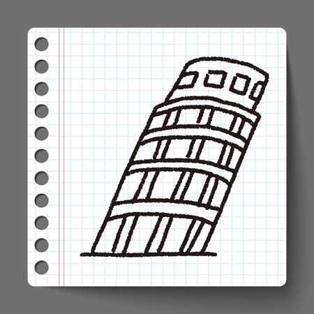 doodle Leaning Tower of Pisaのイラスト素材