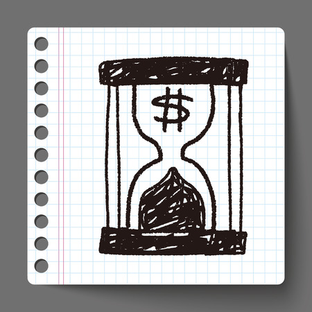 money hourglass doodleのイラスト素材