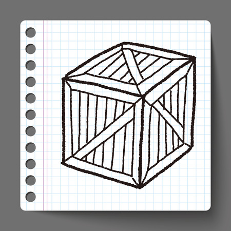 wood box doodleのイラスト素材