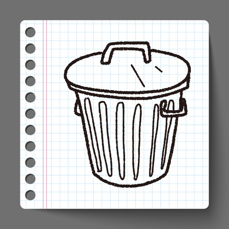 trash can doodleのイラスト素材