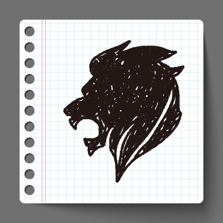 royal lion doodleのイラスト素材