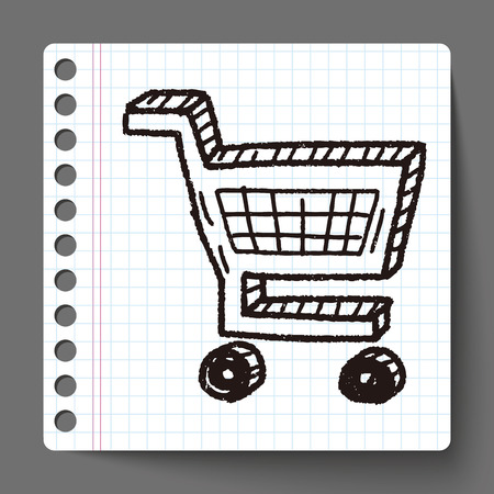 doodle shopping cartのイラスト素材