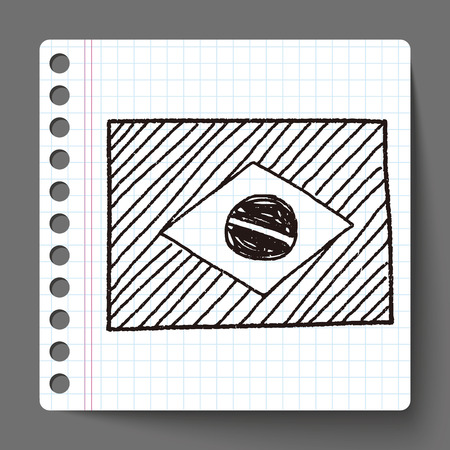 Brazil flag doodleのイラスト素材