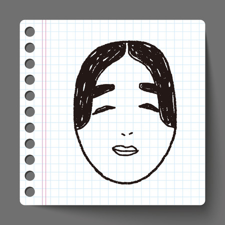 japan mask doodleのイラスト素材