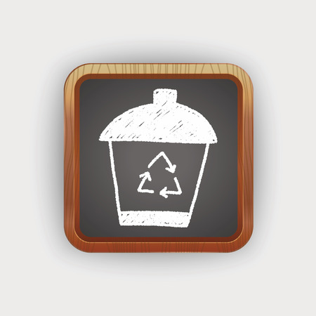 recycle trash can doodle drawingのイラスト素材