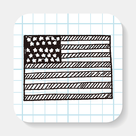 USA flag doodleのイラスト素材