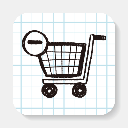 shopping cart doodle drawingのイラスト素材