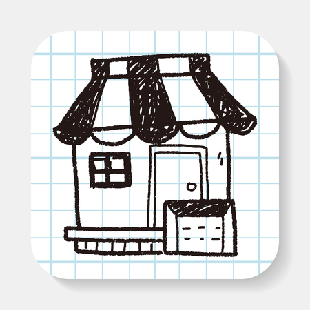 shop store doodle drawingのイラスト素材