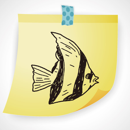Tropical fish doodleのイラスト素材