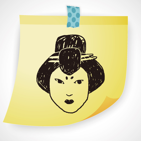 Geisha doodleのイラスト素材