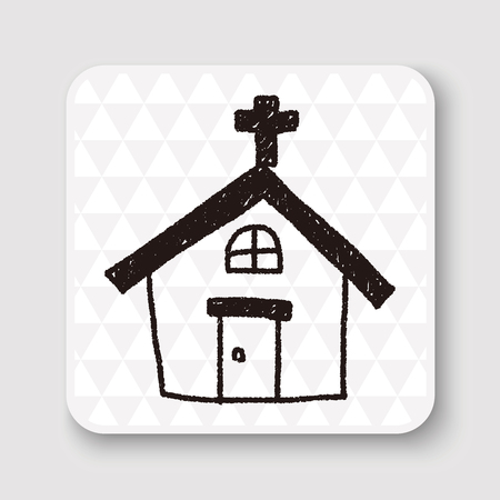 chruch doodle drawingのイラスト素材