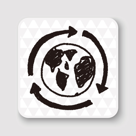 Environmental protection concept; Doing recycle to protect our environment; recycled garbage; doodleのイラスト素材