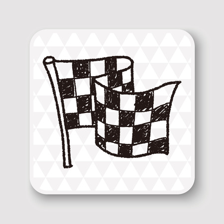 racing flag doodleのイラスト素材