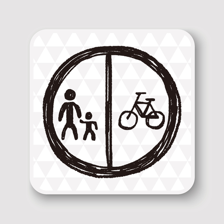 only wolk and bike doodleのイラスト素材