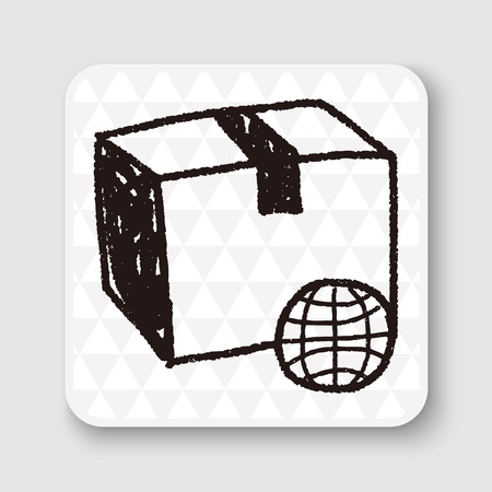 shipping box doodleのイラスト素材