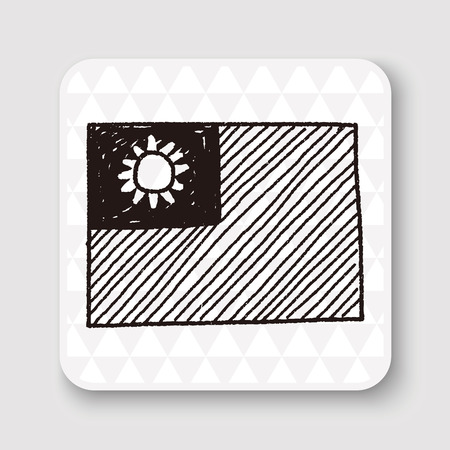 Taiwan flag doodleのイラスト素材
