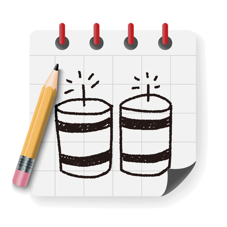 Firecrackers doodle drawingのイラスト素材