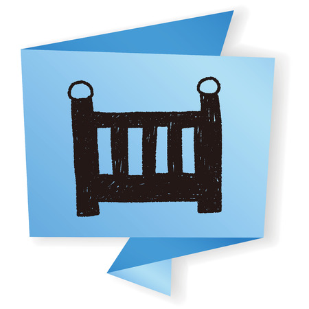 baby bed doodle drawingのイラスト素材