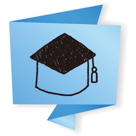 graduation cap doodle drawingのイラスト素材