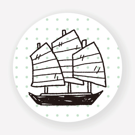 Chinese boat doodleのイラスト素材