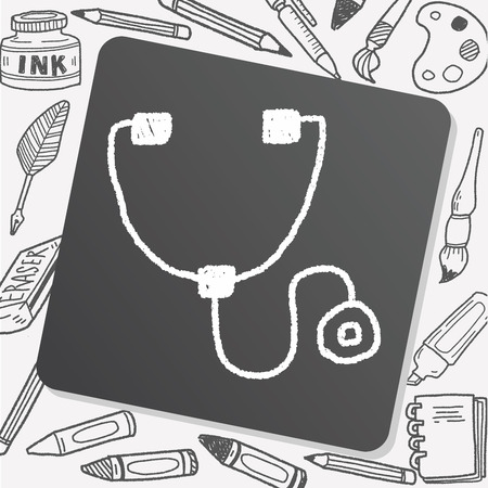 Stethoscope doodle drawingのイラスト素材