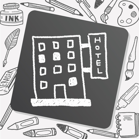 hotel doodle drawingのイラスト素材