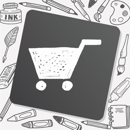 Doodle Shopping cartのイラスト素材