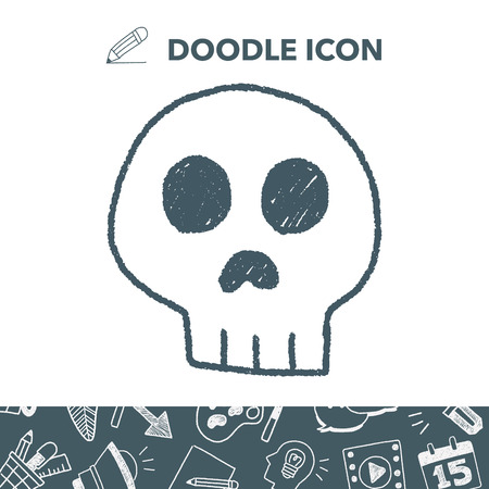 skull doodle drawingのイラスト素材