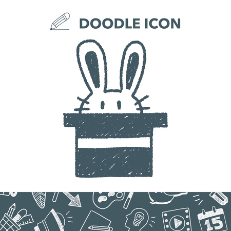 magic rabbit doodle drawingのイラスト素材