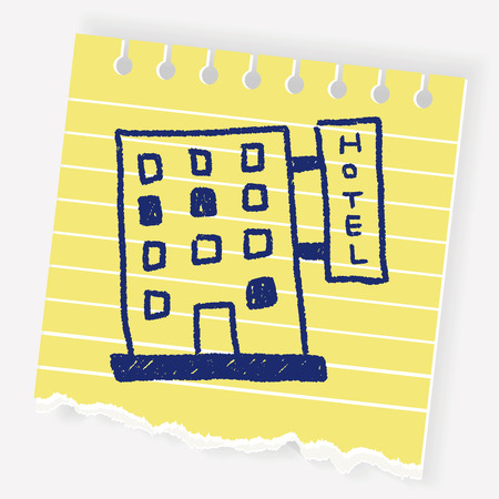 hotel doodle drawingのイラスト素材