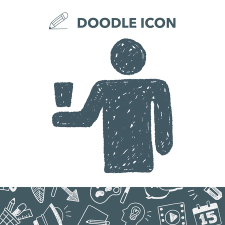 waiter doodleのイラスト素材