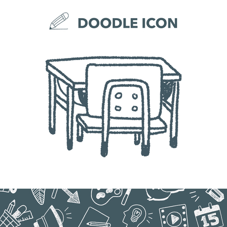 school desk doodleのイラスト素材
