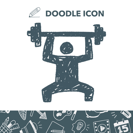 Weightlifting doodle. Vector illustration.のイラスト素材