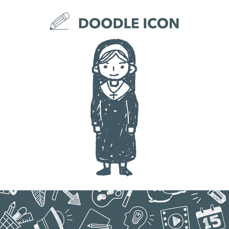 nun doodleのイラスト素材