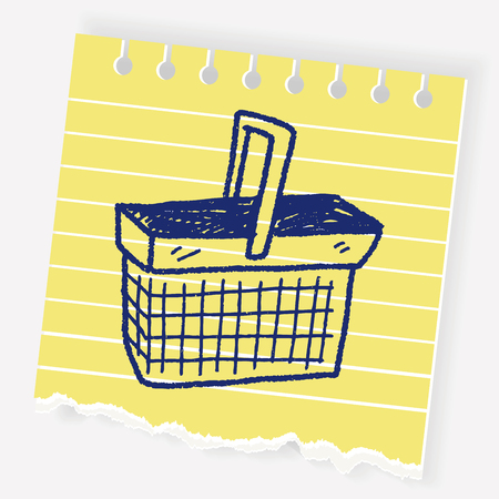 doodle shopping basketのイラスト素材