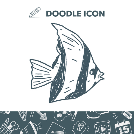 Tropical fish doodle.のイラスト素材