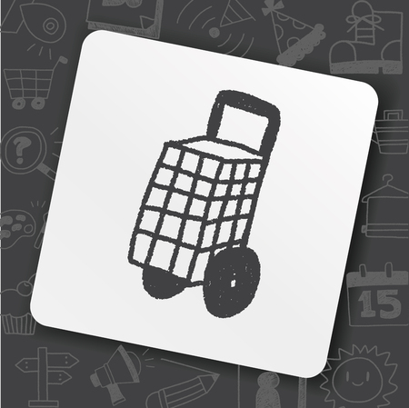 Doodle Shopping cart on the black background.のイラスト素材