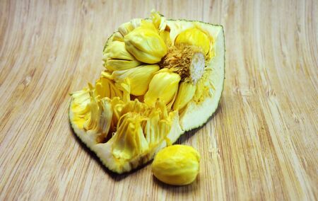 Jackfruits on wooden background