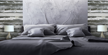 Modern design of bedroom 3D Renderの写真素材