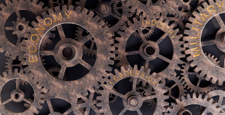 Iron gears power concept 3D Renderingの写真素材