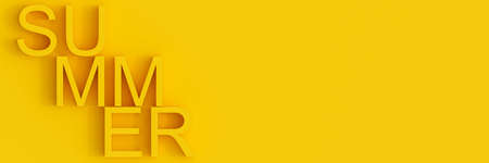 Summer text with copy space on yellow background 3D Rendering, 3D Illustrationの写真素材