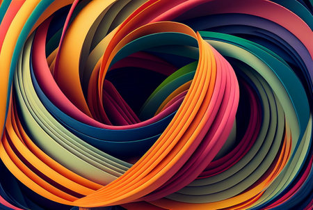 Abstract colorful twisted paper background. 3d render illustration. Clip-artの写真素材