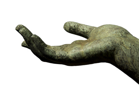 A bronze hand extended waitingの写真素材