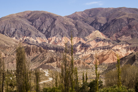 different colors in the mountains because of rocks or other materials that form