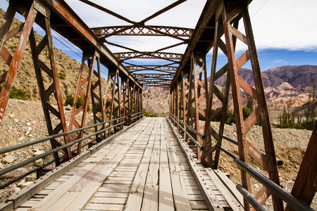 Old bridge linking the reserve and archaeological site with Tilcara in the Puna Argentinaの写真素材
