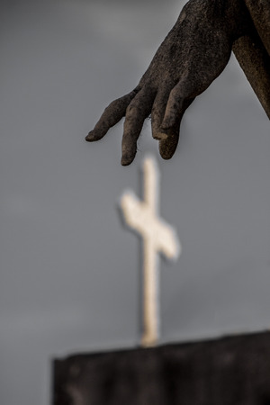 Cross of Christianity. Hand taken Jesus on the crossの写真素材