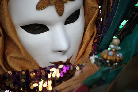 Costumes and mask in Venice Carnival. Deceit, mystery, fun and secret behind the masks of Venice. Every year in late February hundreds of people choose the mystery behind the masks.の写真素材