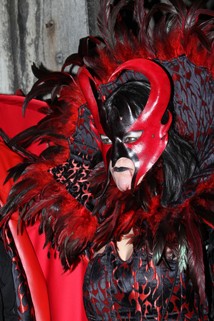 Costumes and mask in Venice Carnival. Deceit, mystery, fun and secret behind the masks of Venice. Every year in late February hundreds of people choose the mystery behind the masks.の写真素材